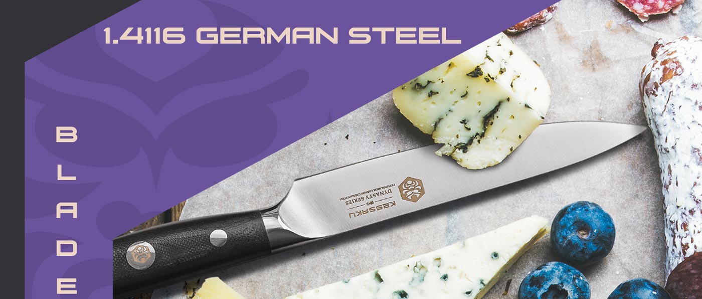 Kessaku Dynasty Series Knives are made with carbon stainless 1.4116 German steel.