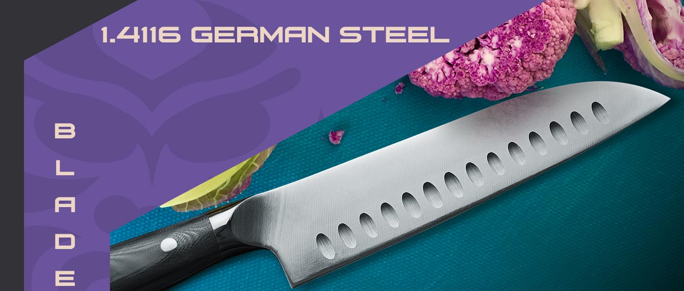 Kessaku Dynasty Series Knives are made with carbon stainless 1.4116 German steel.