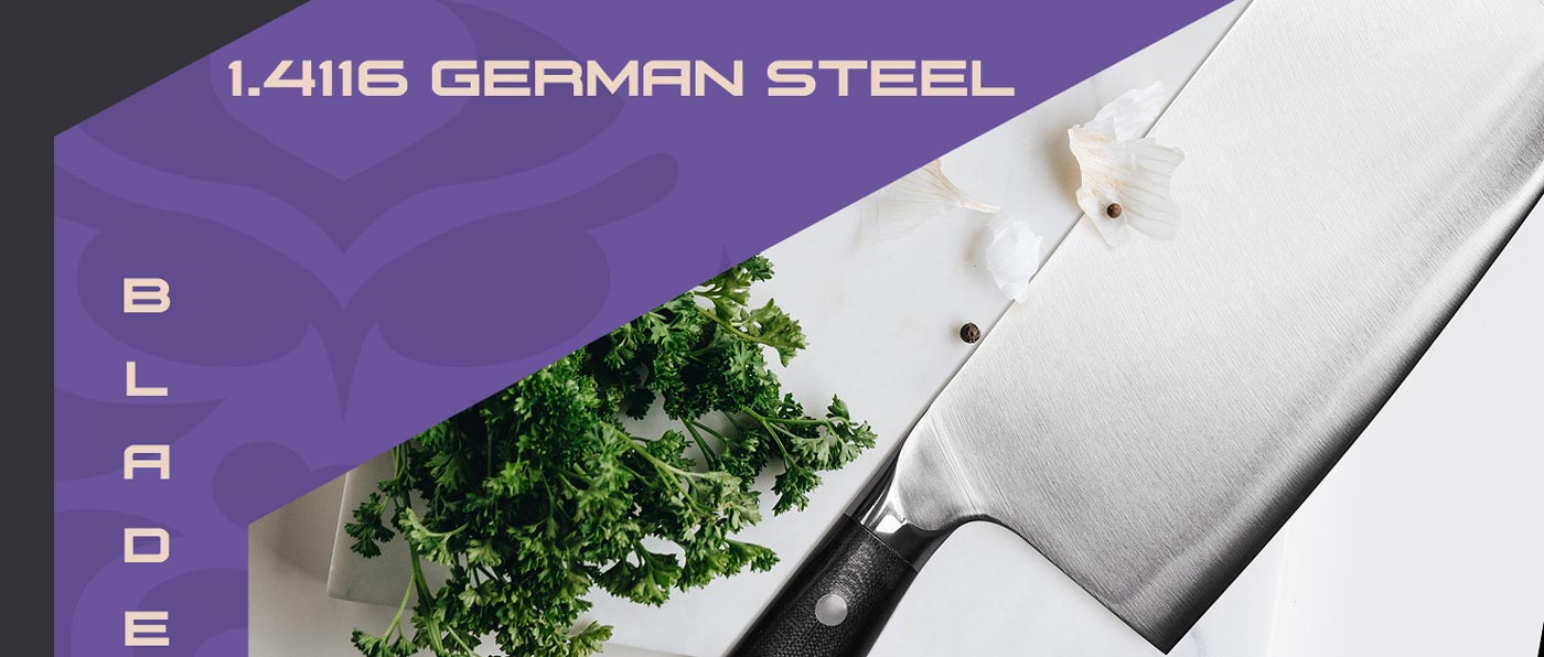 Kessaku Dynasty Series Knives are made with carbon stainless 1.4116 German steel.