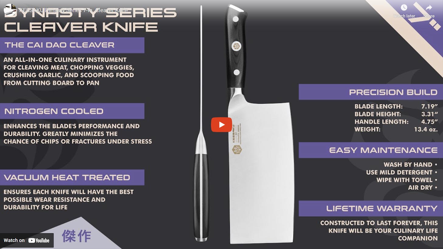 Dynasty 7-inch Cleaver Knife Video Overview