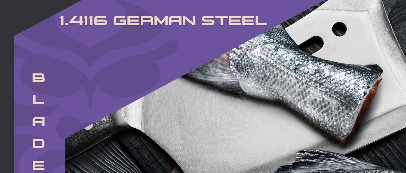 Kessaku Dynasty Series Knives are made with carbon stainless 1.4116 German steel.