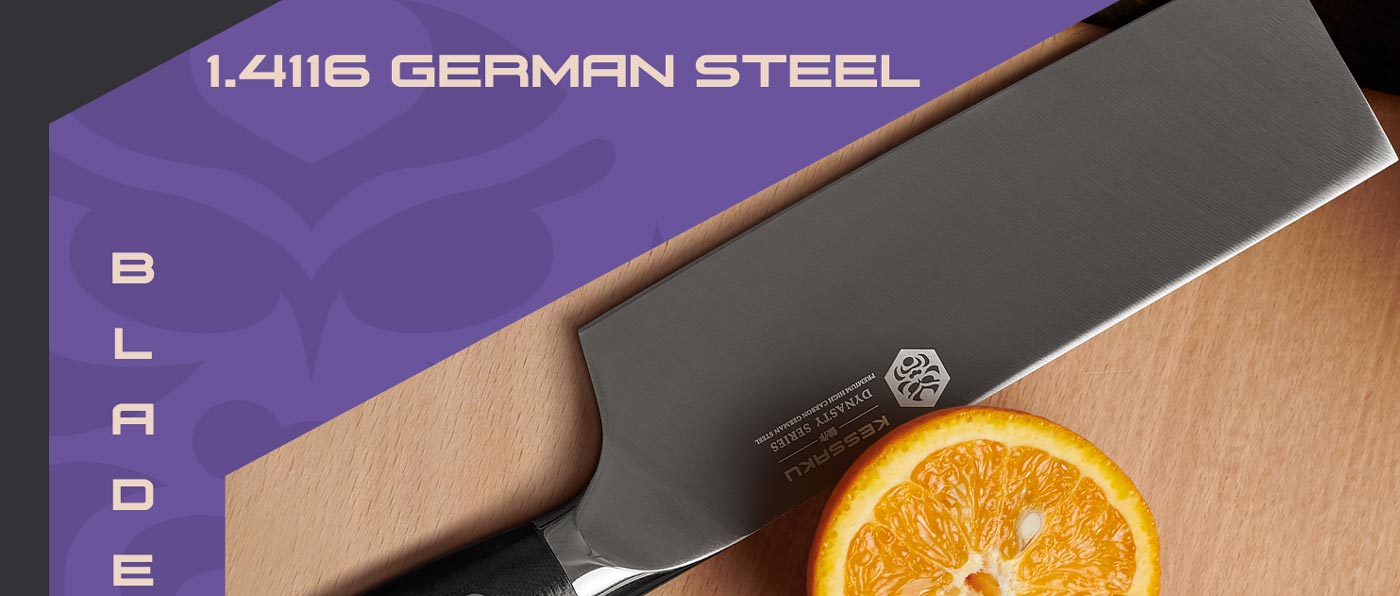 Kessaku Dynasty Series Knives are made with carbon stainless 1.4116 German steel.
