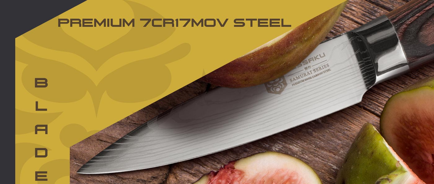 Kessaku Samurai Series Knives are made with premium 7Cr17MoV high carbon stainless steel.