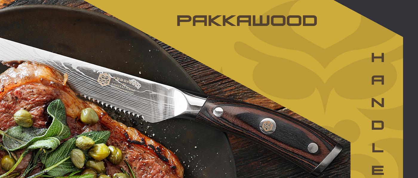 Kessaku Samurai Series Knives are made with durable, mirror-polished pakkawood handles.