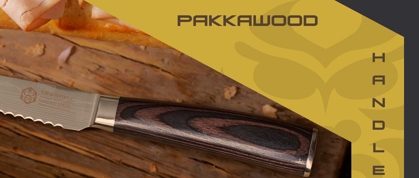 Kessaku Samurai Series Knives are made with durable, mirror-polished pakkawood handles.