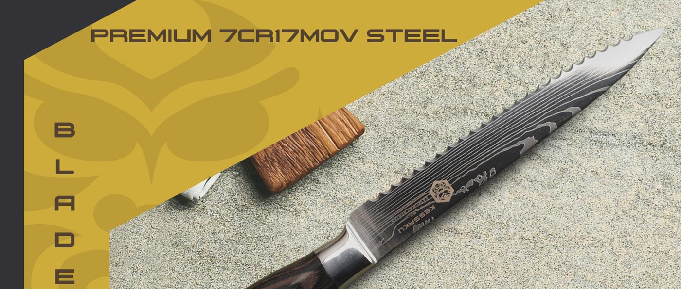 Kessaku Samurai Series Knives are made with premium 7Cr17MoV high carbon stainless steel.