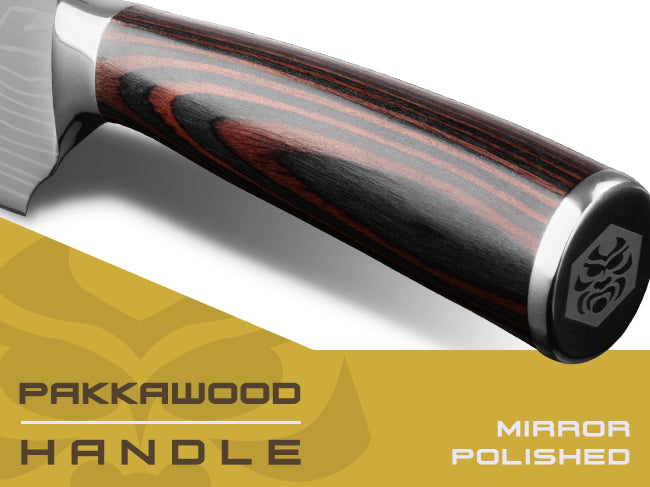 Equipped with a durable mirror polished pakkawood handle