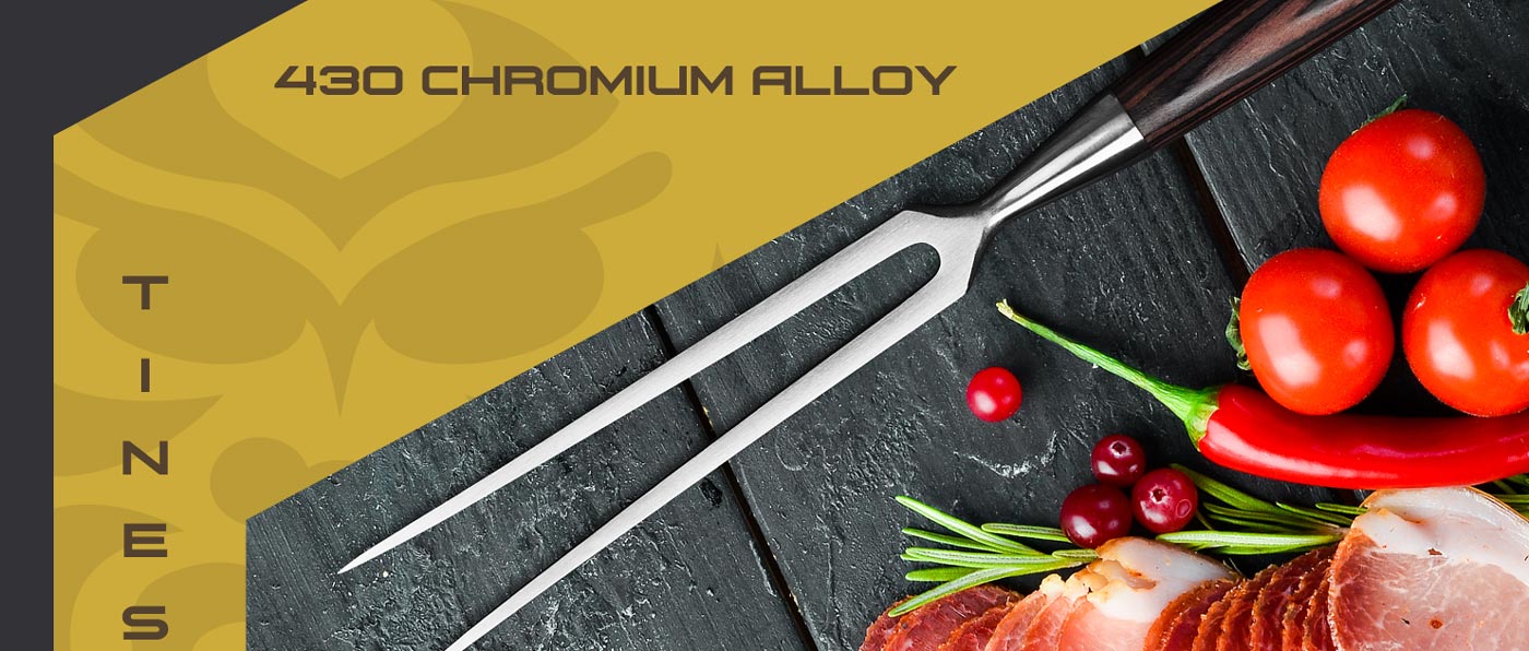 Kessaku Samurai Series Utensils are made with 430 Chromium Alloy.