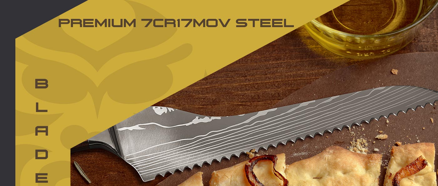 Kessaku Samurai Series Knives are made with premium 7Cr17MoV high carbon stainless steel.