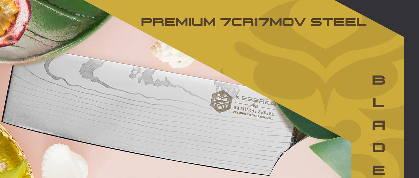 Kessaku Samurai Series Knives are made with premium 7Cr17MoV high carbon stainless steel.