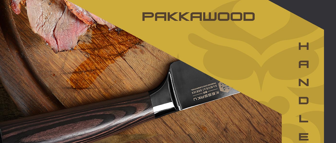 Kessaku Samurai Series Knives are made with durable, mirror-polished pakkawood handles.