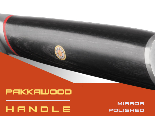 Spectre Series knives are equipped with mirror polished pakkawood D-shaped handles