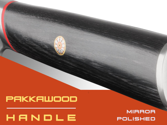 Spectre Series knives are equipped with mirror polished pakkawood D-shaped handles