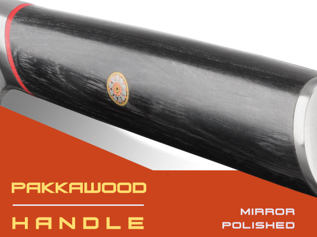 Spectre Series knives are equipped with mirror polished pakkawood D-shaped handles