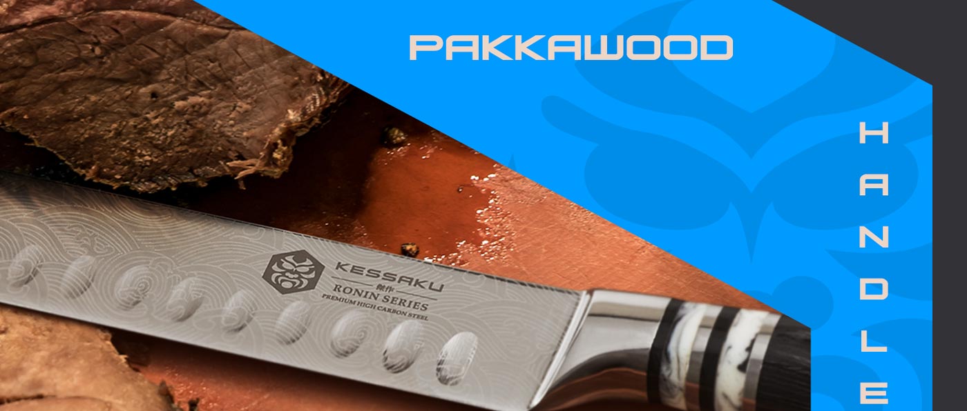 Kessaku Ronin Series Knives are made with pakka wood handles.