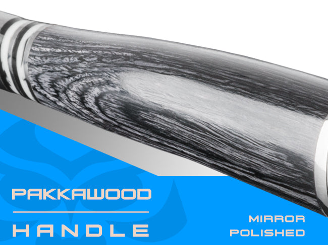 Ronin Series knives are equipped with mirror polished pakkawood handles