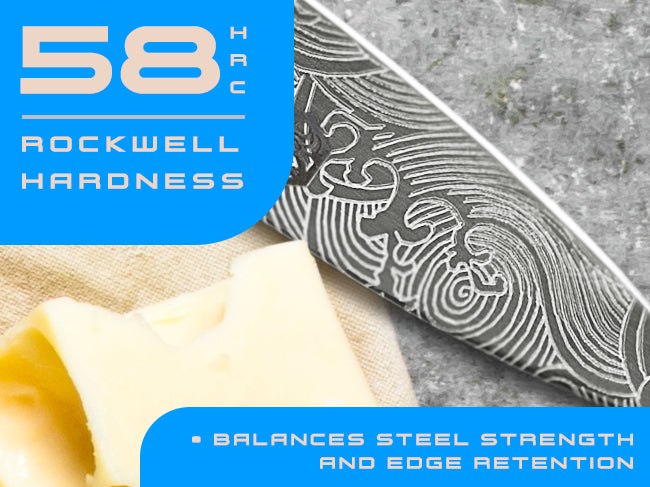 Ronin knives' 7Cr17MoV steel has a Rockwell hardness of 58 (HRC)