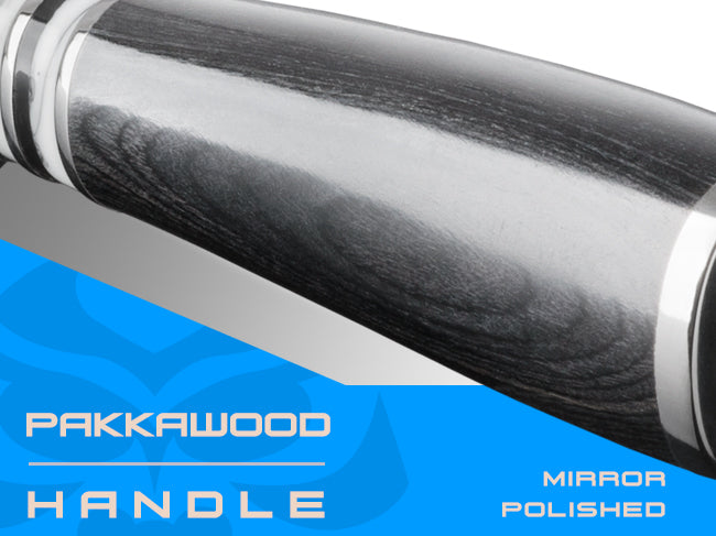 Ronin Series knives are equipped with mirror polished pakkawood handles