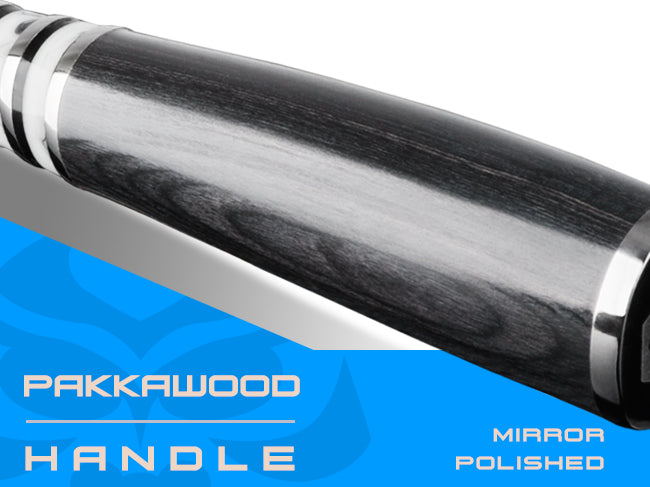 Ronin Series knives are equipped with mirror polished pakkawood handles