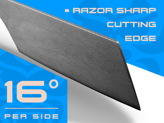 Ronin knives are sharpened to 16 degrees per side