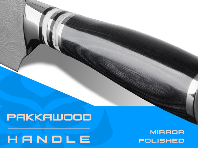 Ronin Series knives are equipped with mirror polished pakkawood handles