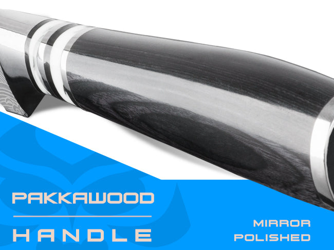 Ronin Series knives are equipped with mirror polished pakkawood handles