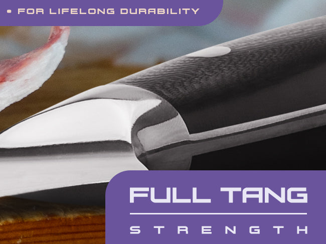 The fillet knife has full tang strength.