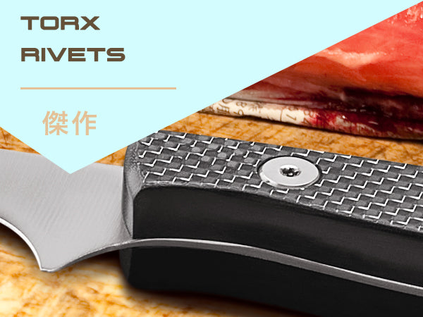 Senshi Series Knives feature torx rivets for maximum serviceability. 