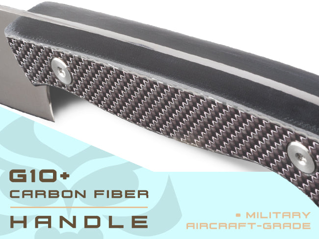 Senshi knives are equipped with Carbon Fiber infused G10 Handles.