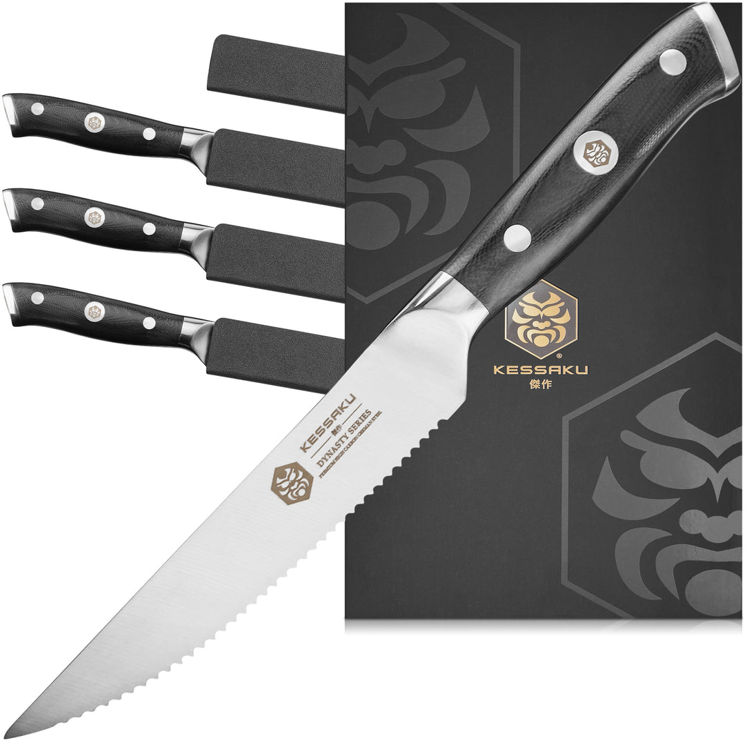 The Kessaku Dynasty Series 4 Knife Steak Set with Knife Sheaths and Gift Box