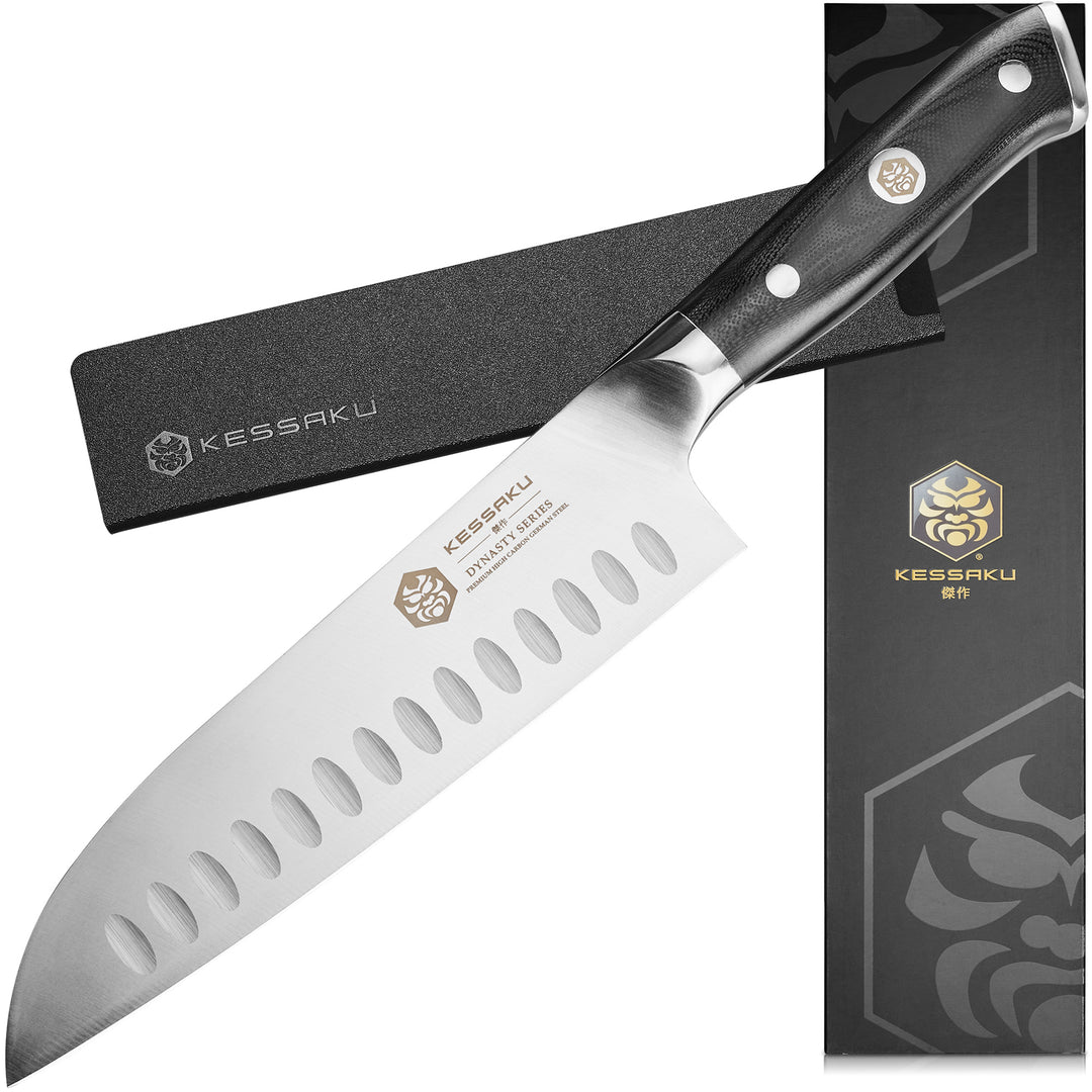 The Kessaku Dynasty Santoku Knife with Knife Sheath and Gift Box - Main
