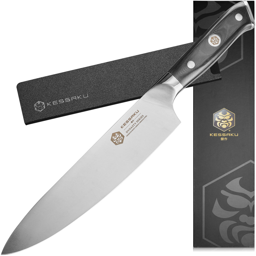 The Kessaku Dynasty Chef's Knife with Knife Sheath and Gift Box - Main