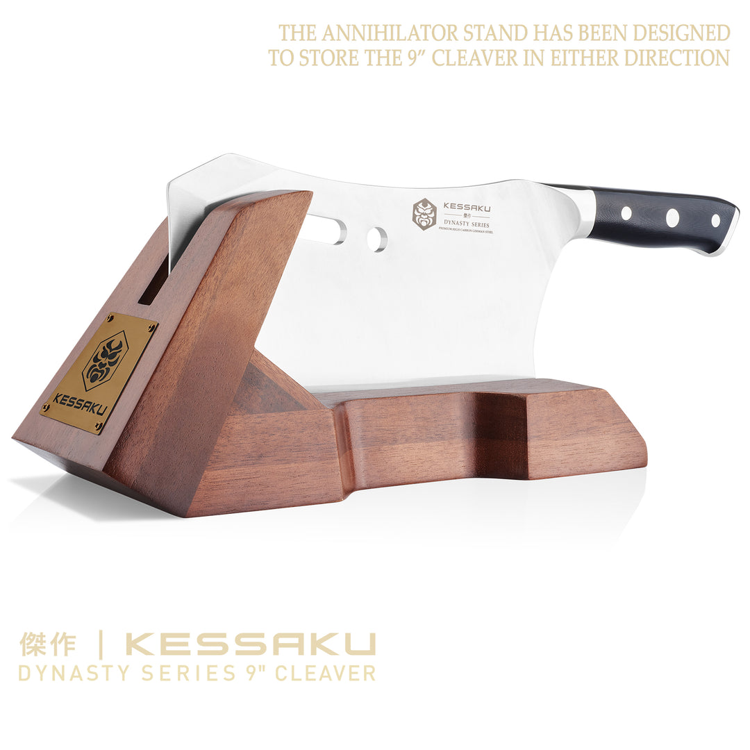 The Annihilator Knife stand has been designed to store the butcher knife in either direction