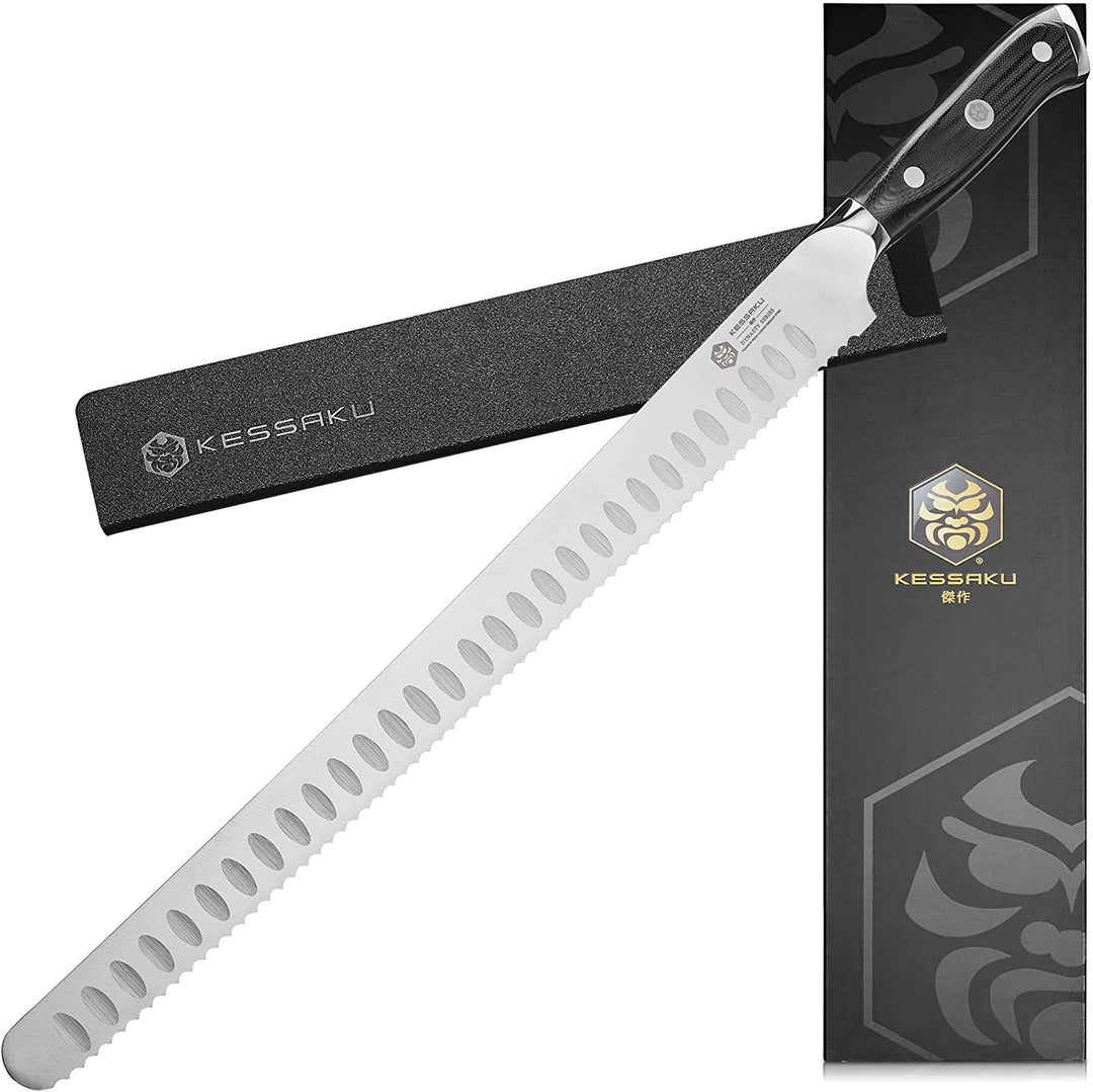 The Kessaku Dynasty Series 14" Serrated Carving Knife with Knife Sheath and Gift Box