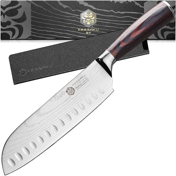 The Kessaku Samurai Santoku Knife with Knife Sheath and Gift Box