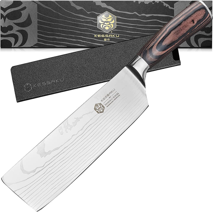 The Kessaku Samurai Nakiri Knife with Knife Sheath and Gift Box
