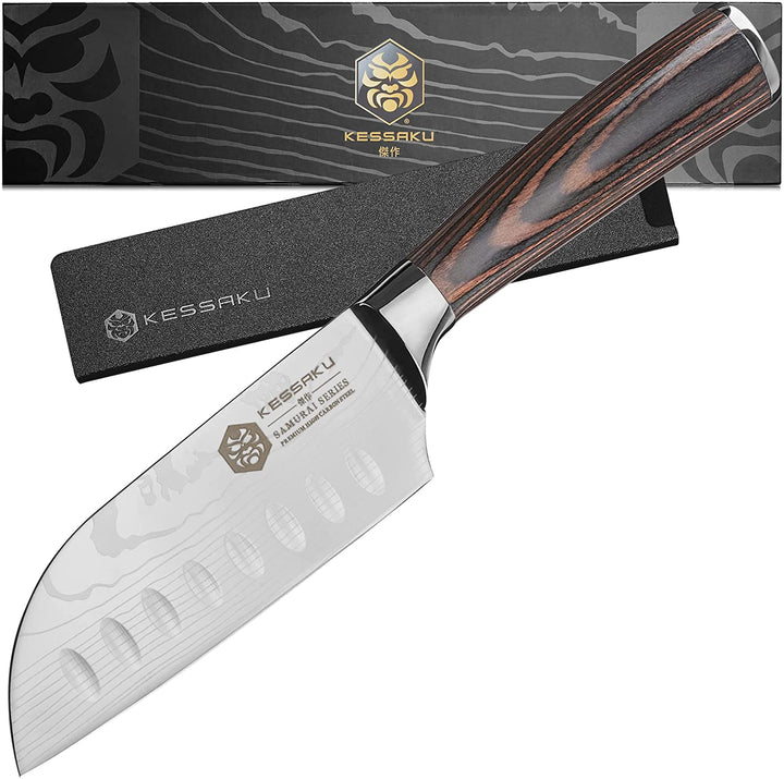 The Kessaku Samurai Series 5" Santoku Knife with Knife Sheath and Gift Box - Main