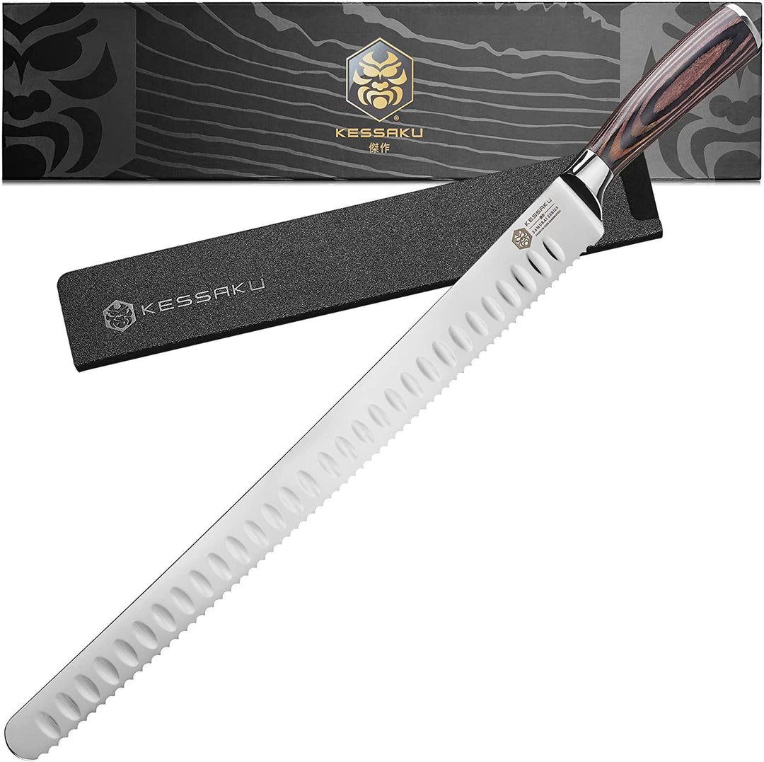The Kessaku Samurai Series 14" Serrated Carving Knife with Knife Sheath and Gift Box - Main