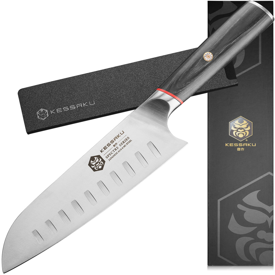 The Kessaku Spectre Santoku Knife with Knife Sheath and Gift Box - main