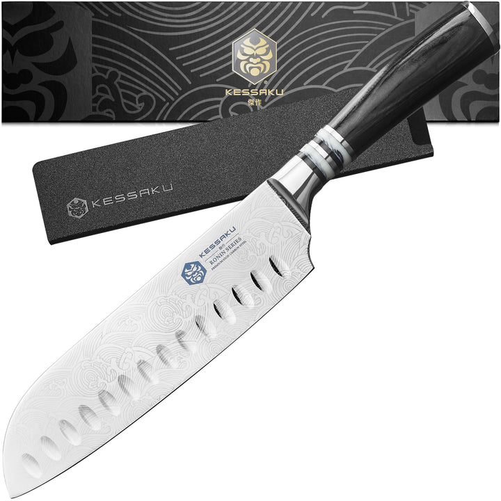 The Kessaku Ronin Santoku Knife with Knife Sheath and Gift Box - Main