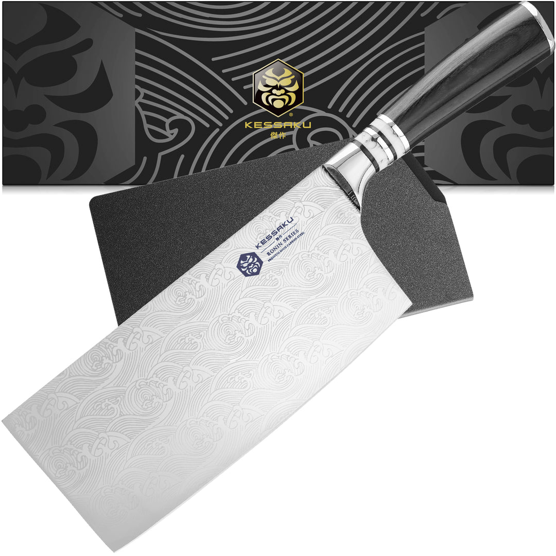 The Kessaku Ronin Series 7" Cleaver with its Knife Sheath and Gift Box - Main