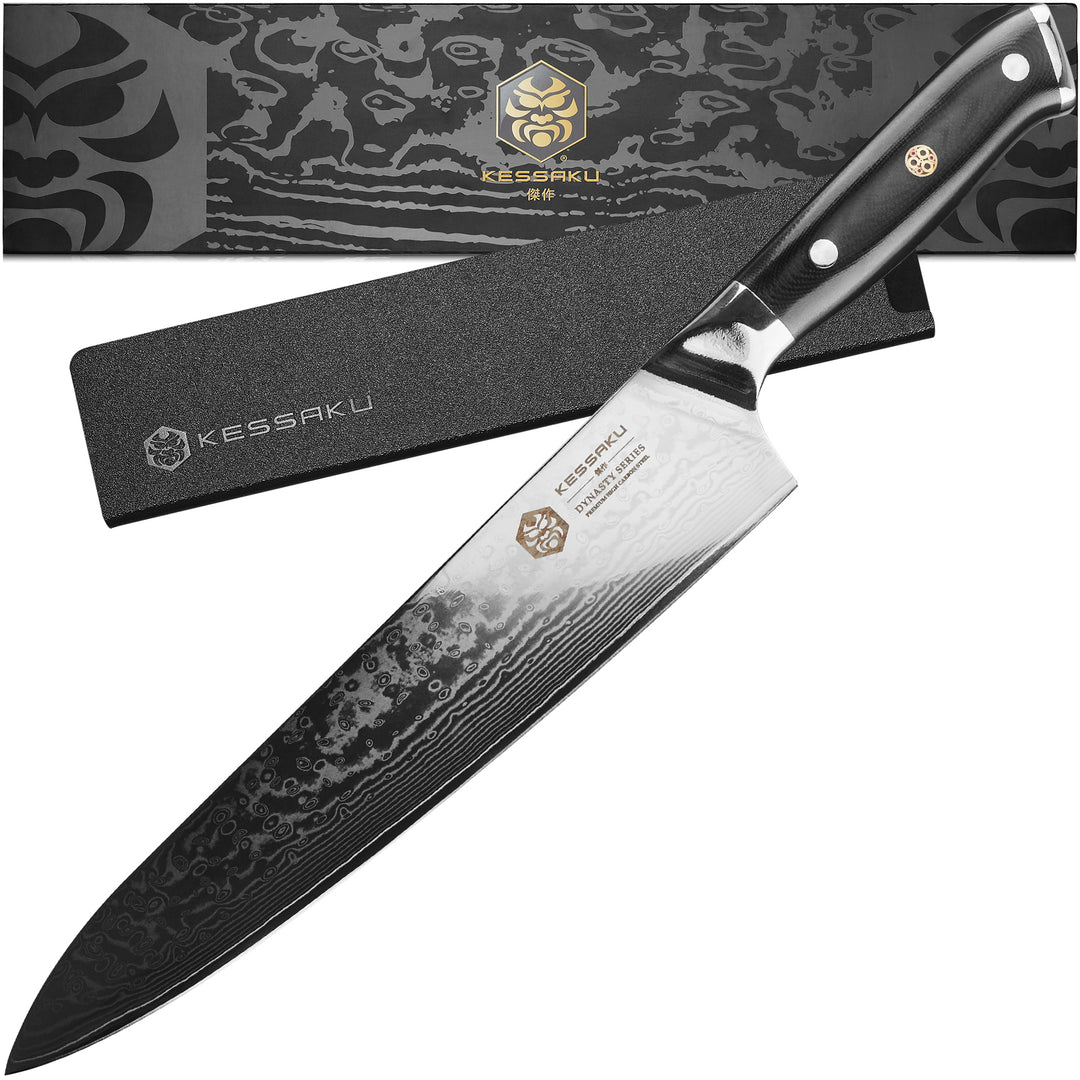 The Damascus Dynasty Series 9.5" Chef's Knife with Knife Sheath, and Gift Box - Main